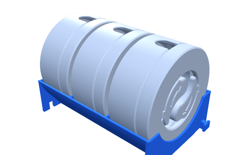 A trough segment holding three cable winders on edge.